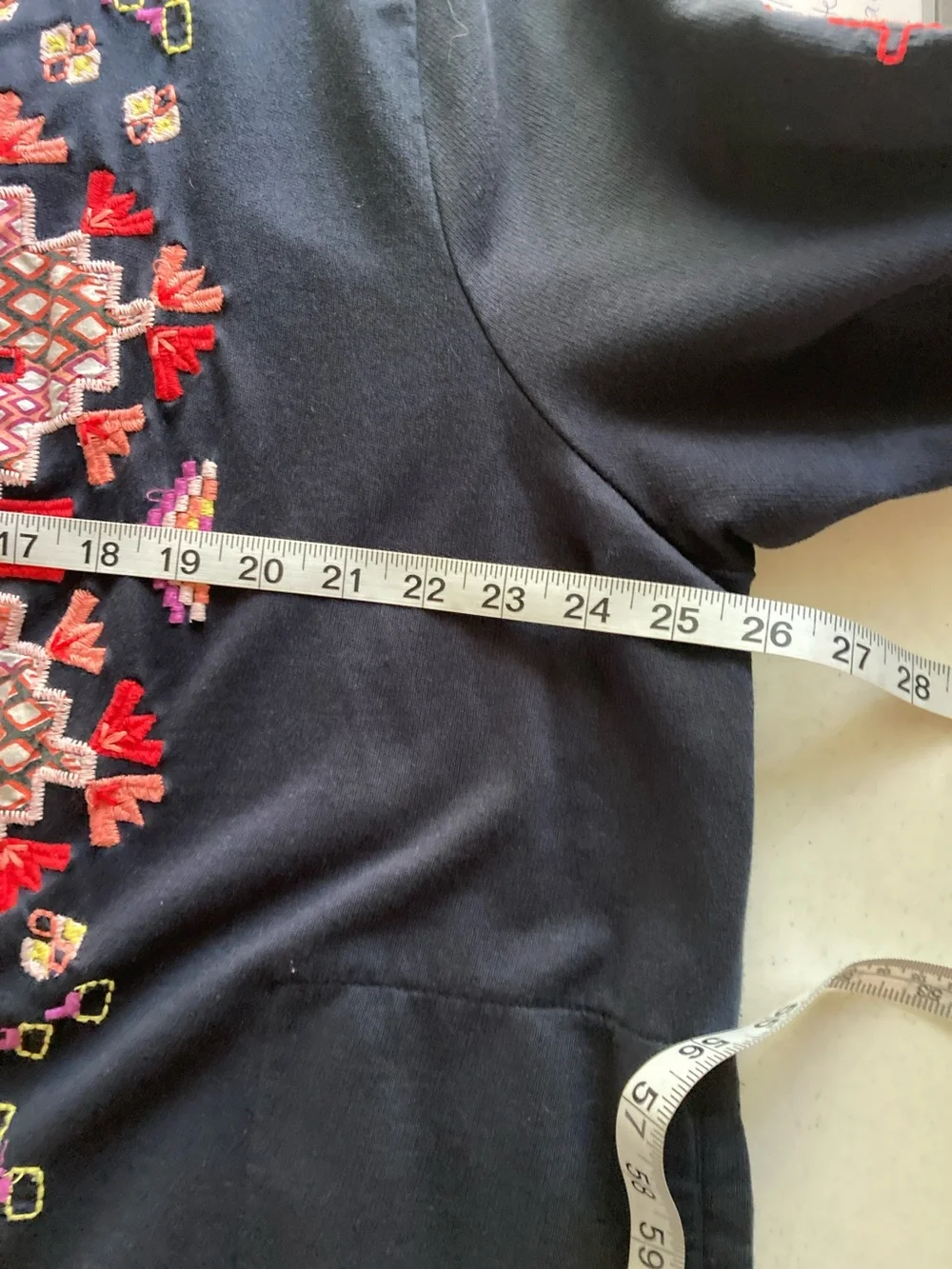 Lucky Brand Navy Cardigan with Multicolor Geometric Embroidery - Picture 10 of 11
